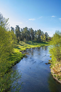 Scenic view of lake amidst trees against sky