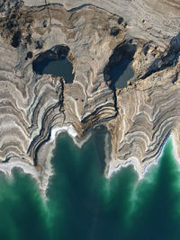 Low angle view of rock formations from the dead sea 