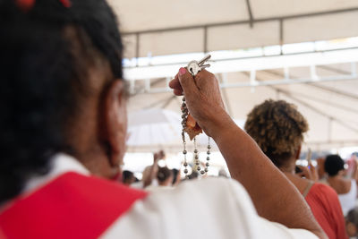 Catholic faithful are seen during open mass at the senhor do bonfim church 