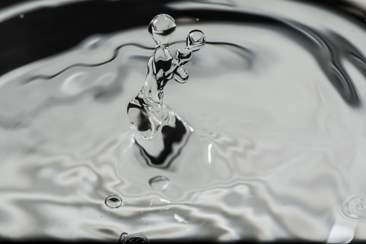 HIGH ANGLE VIEW OF WATER SPLASHING IN RIPPLED