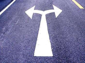 High angle view of road sign