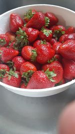 Close-up of strawberries in bowl