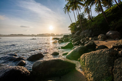 Scenic view of sea against sky during sunset