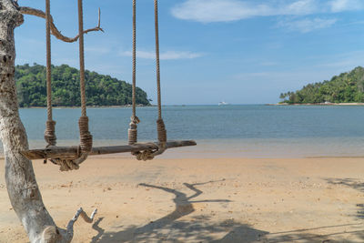 Scenic view of beach against sky