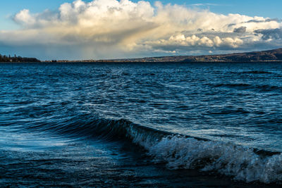 Squally on lake constance with powerful clouds