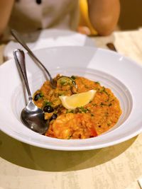 Close-up of food served in plate