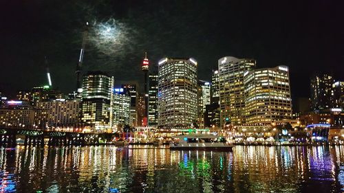 Illuminated city at night