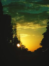 Silhouette trees against sky during sunset