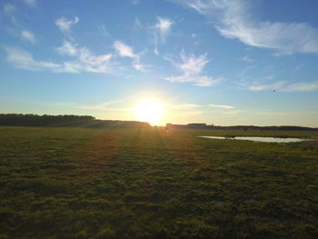 Scenic view of field against sky during sunset