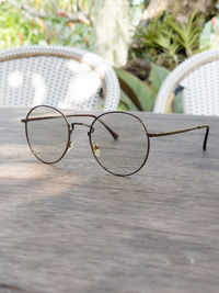 Close-up of sunglasses on table