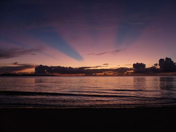 Scenic view of sea against sky at sunset