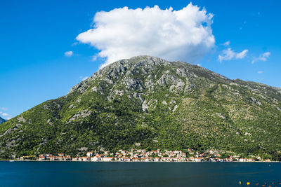 Scenic view of mountains against cloudy sky