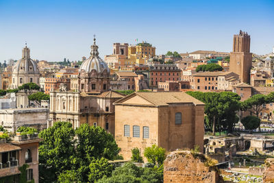 Panoramic view of the roman forum. view from the hill palatine