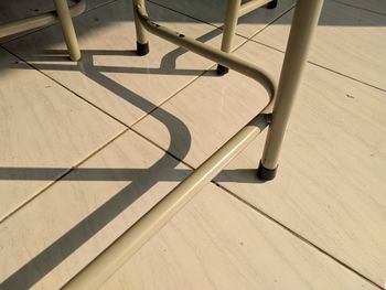 High angle view of empty chairs at home