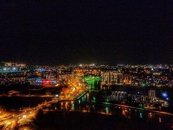 Illuminated cityscape at night