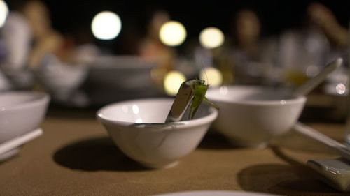 Close-up of tea in bowl on table