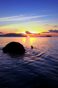 Scenic view of sea against sky at sunset