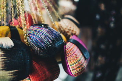 Close-up of multi colored toys for sale in market