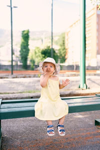 Portrait of smiling girl wearing hat