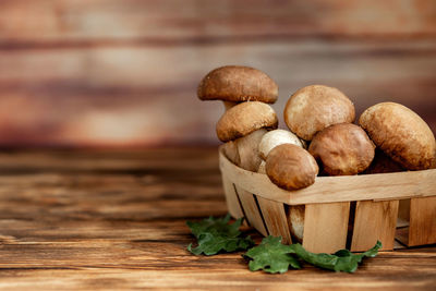 Close-up of mushrooms on table