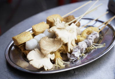 Close-up of food in plate on table