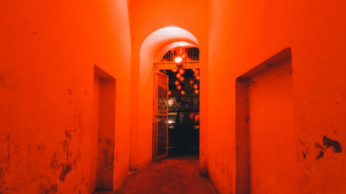 Illuminated entrance of building