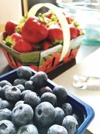 Close-up of fruits in bowl on table