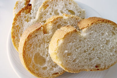 Sliced breads on a white plate