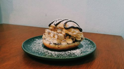 Close-up of dessert in plate on table