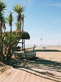 Scenic view of beach against clear sky