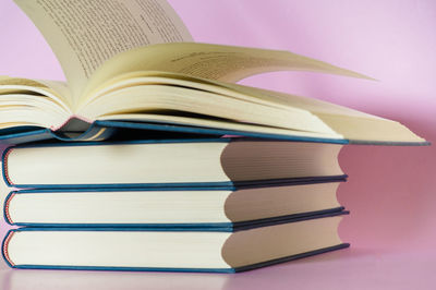 Close-up of books on table