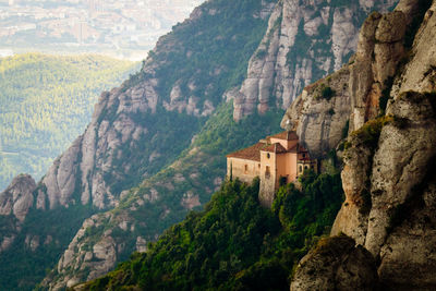 High angle view of buildings on mountain