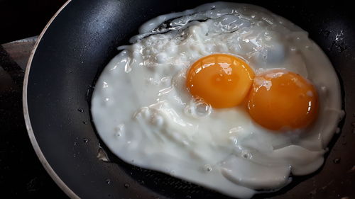 High angle view of breakfast on table