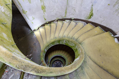 High angle view of spiral staircase