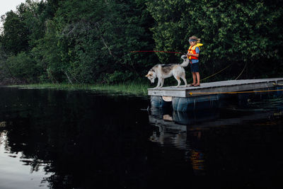 View of dog on lake