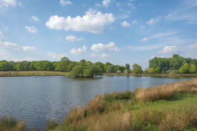 Scenic view of lake against sky