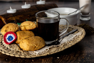 Close-up of coffee cup on table