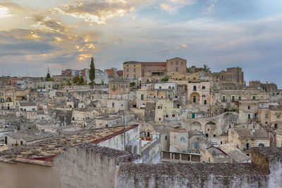 Ancient unesco heritage old town of matera sassi di matera, in southern italy. prehistoric dwellings