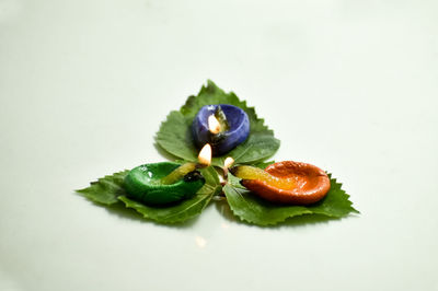 Close-up of fruit on white background