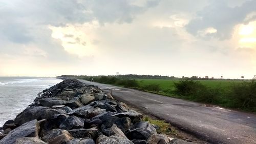 Scenic view of sea against sky during sunset