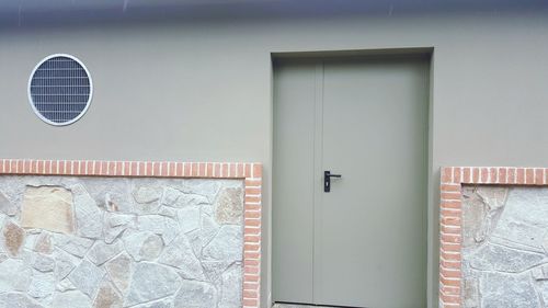 Closed door of building