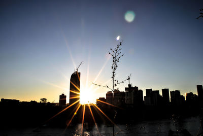 Brisbane panoramic skyline at sunset