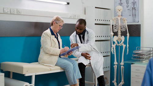 Female doctor working in laboratory