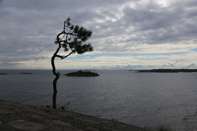 Scenic view of sea against cloudy sky