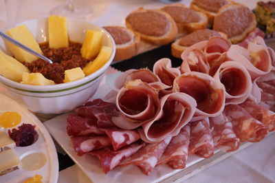 Close-up of food served in plate