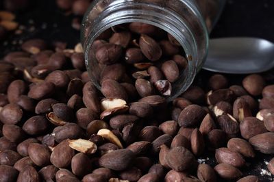 Close-up of coffee beans in container