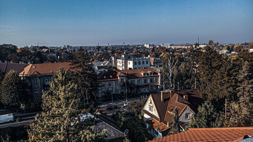 High angle view of townscape against sky