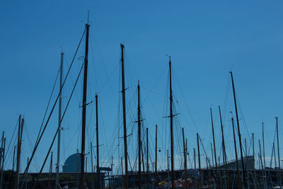Low angle view of boats in harbor