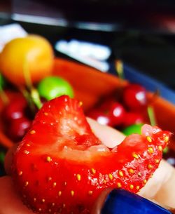 Close-up of strawberries in plate