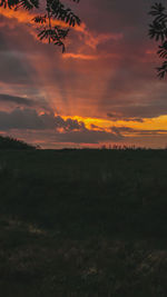 Scenic view of field against sky during sunset